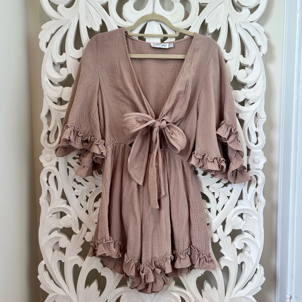 Petal & Pup Blush Tie-Front Romper Coverup
